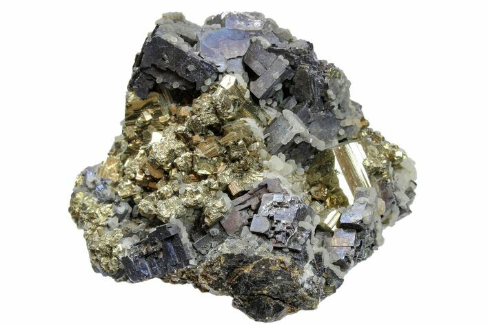 Chalcopyrite, Pyrite, Galena, and Calcite Association - Peru #169650